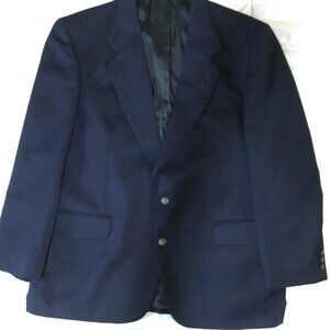 Oscar De La Renta Sport Blazer Men's 46R 100% Wool Brass Buttons Navy Blue